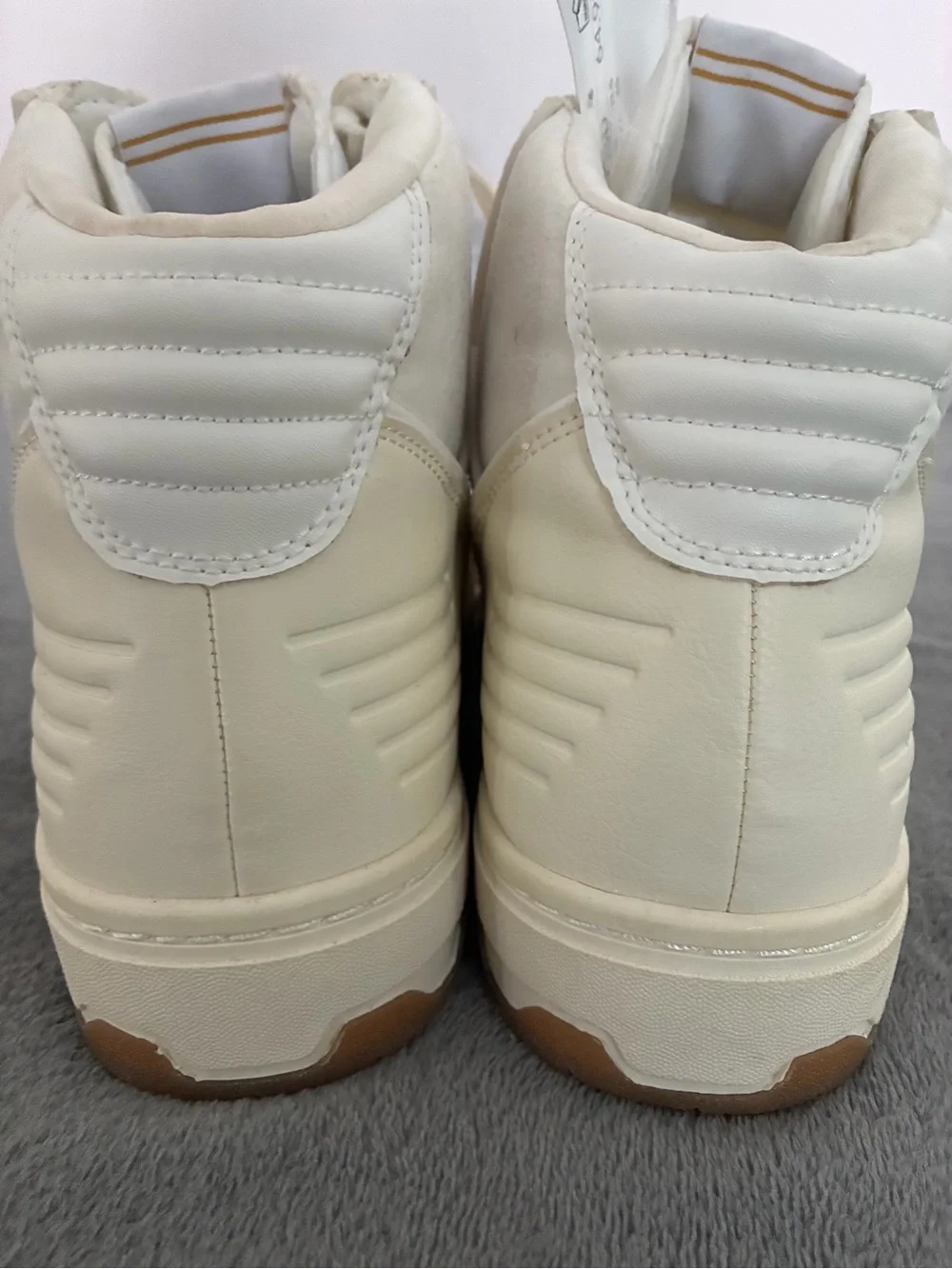 H&M Cream and White High-Top Lace-Up Sneakers